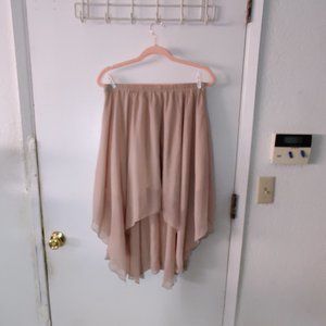 Beige High-Low Skirt with Handkerchief hemline from Poetry Clothing - L